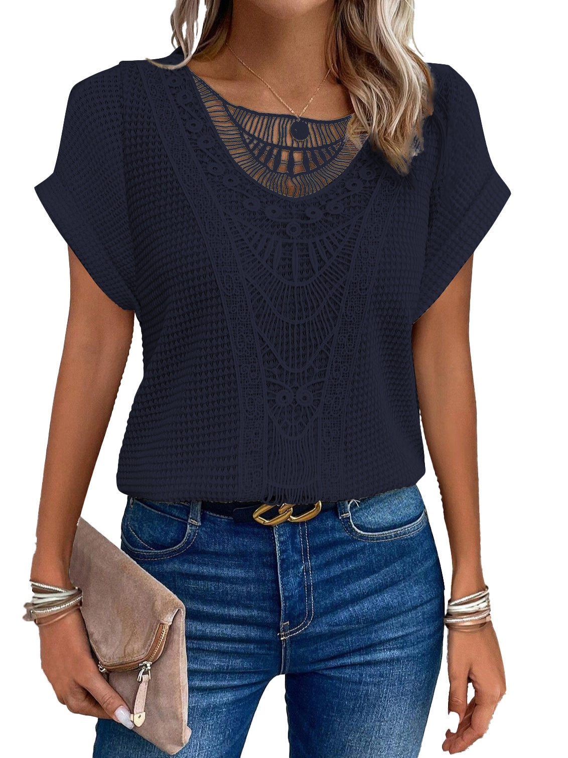 Adele – Hollow Out Short Sleeve T-shirt