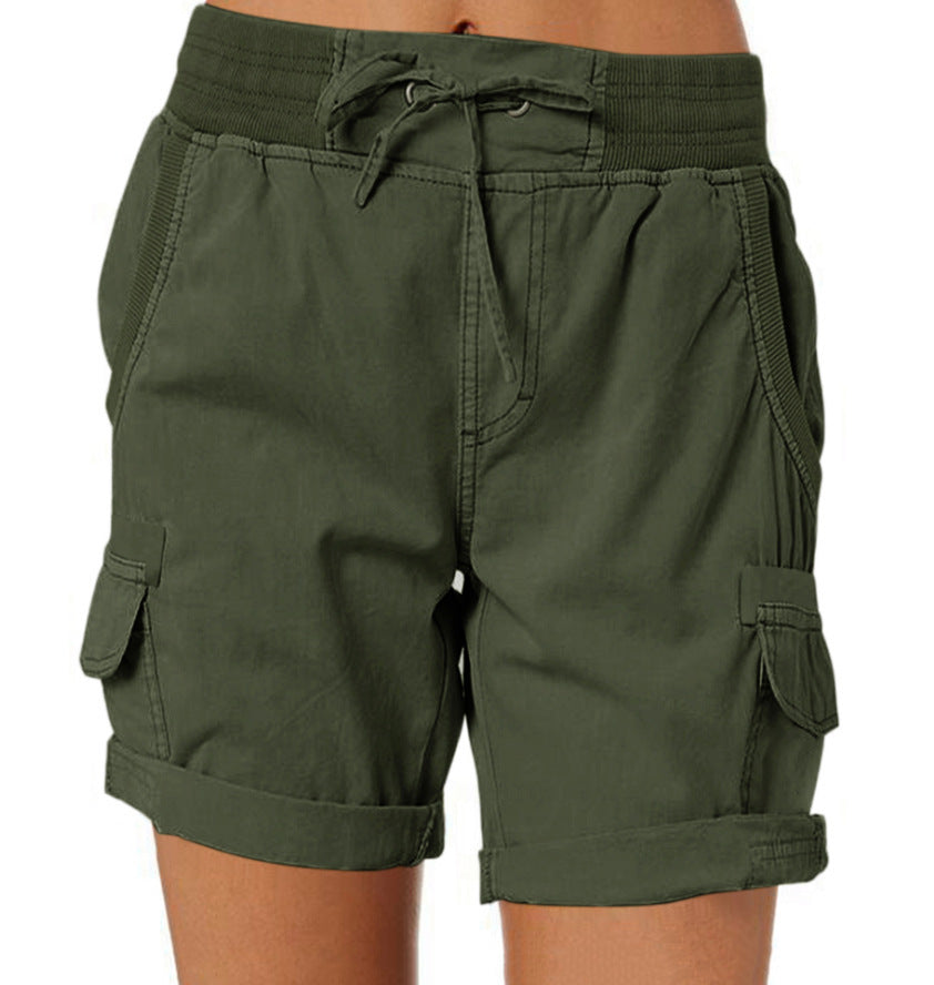 Women's Cargo Shorts with Comfortable Waistband and Pockets