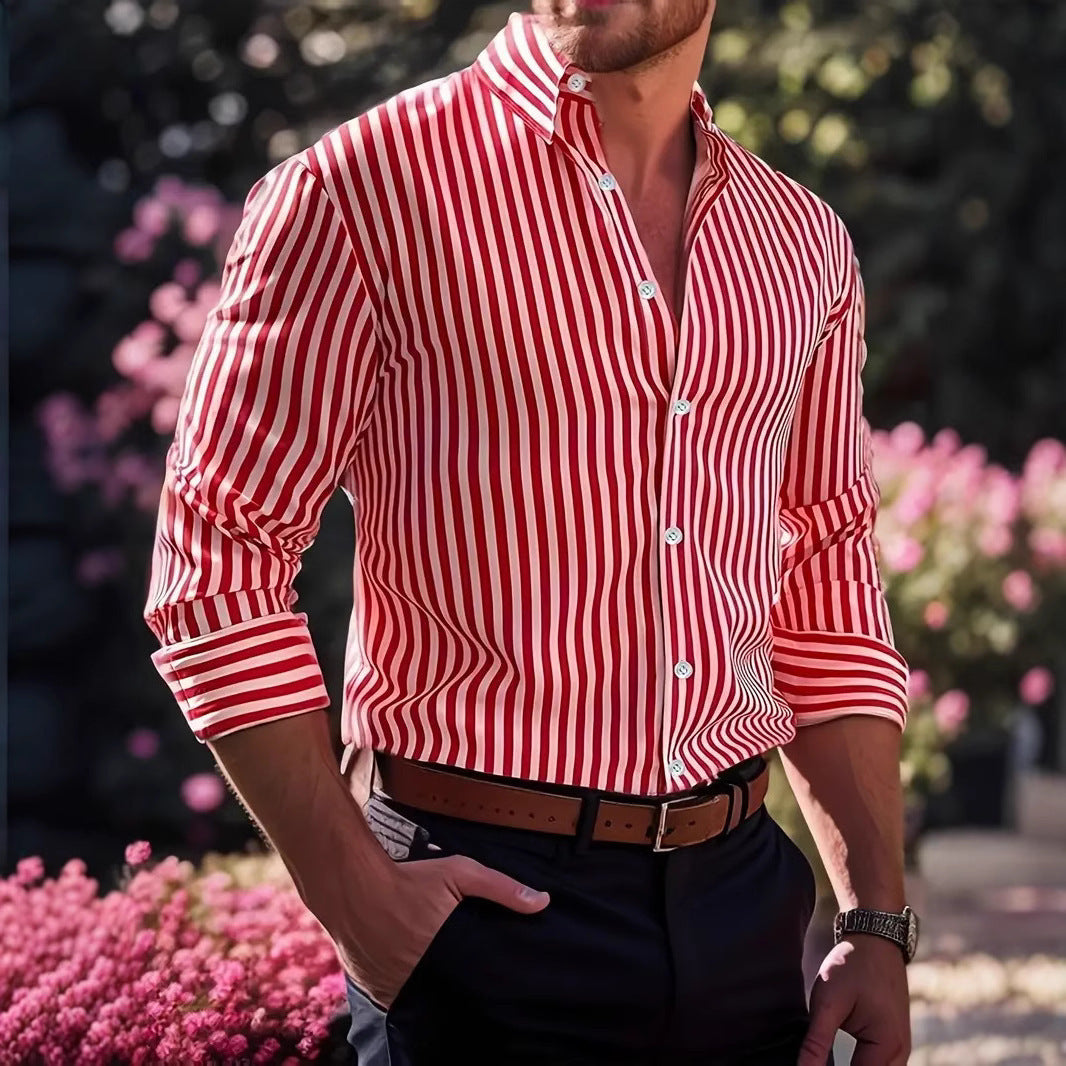 Men's Stylish Striped Shirt Slim Fit – Business & Casual