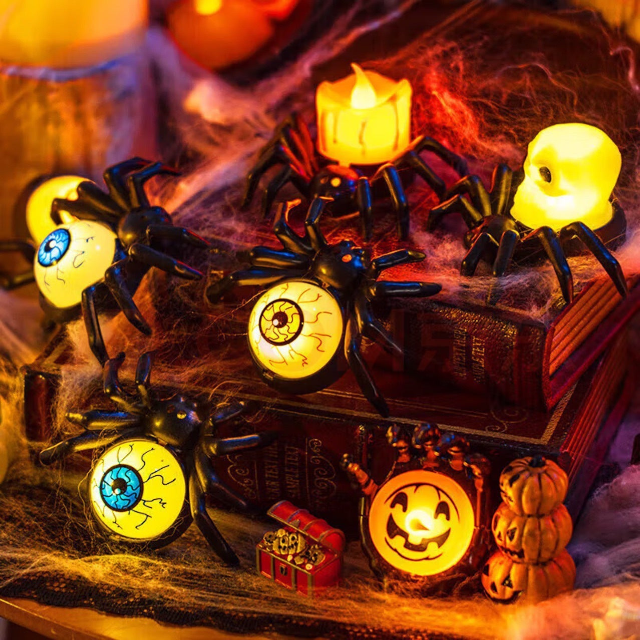 Halloween Spider Candle Lamp – Decoration for Party, Trick-or-Treat & Creepy Atmosphere