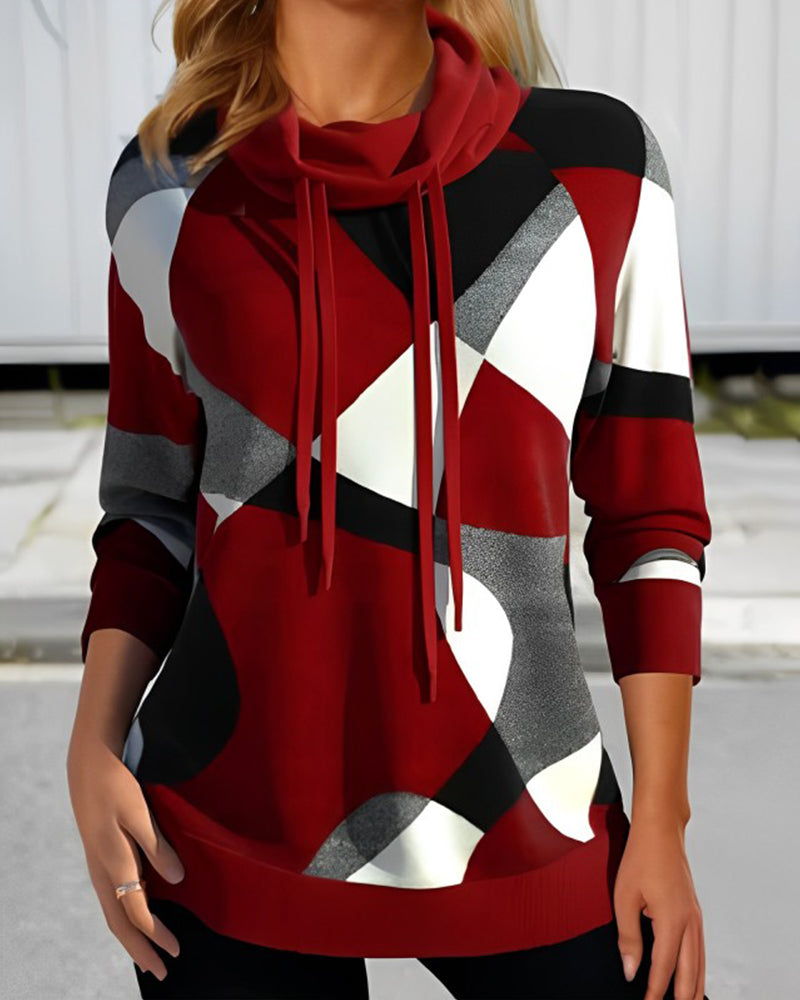 Women's Fashionable Colorblock Sweater with Turtleneck and Raglan Sleeves – Casual Comfort for Every Day