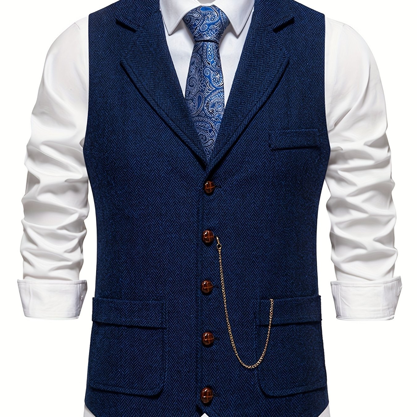 Men's Vest Retro Style Business Chic – Vest with Notched Collar