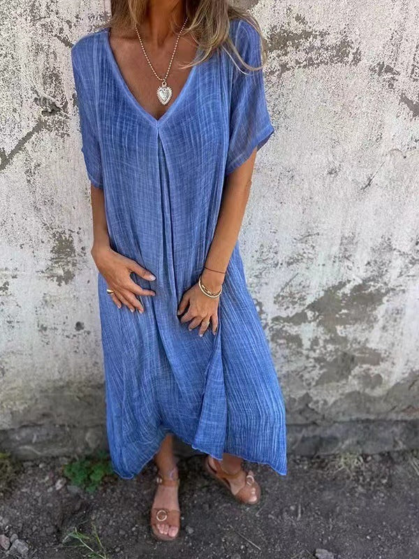 Joy – Semi-formal Cotton Linen V-neck Dress