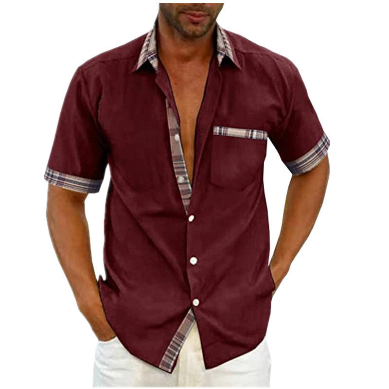 Men's Casual Shirt with Short Sleeve and Contrasting Details – Fashionable and Comfortable for Summer and Leisure Time
