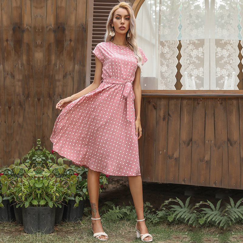Lydia – Elegant Midi Dress with Polka Dot Print