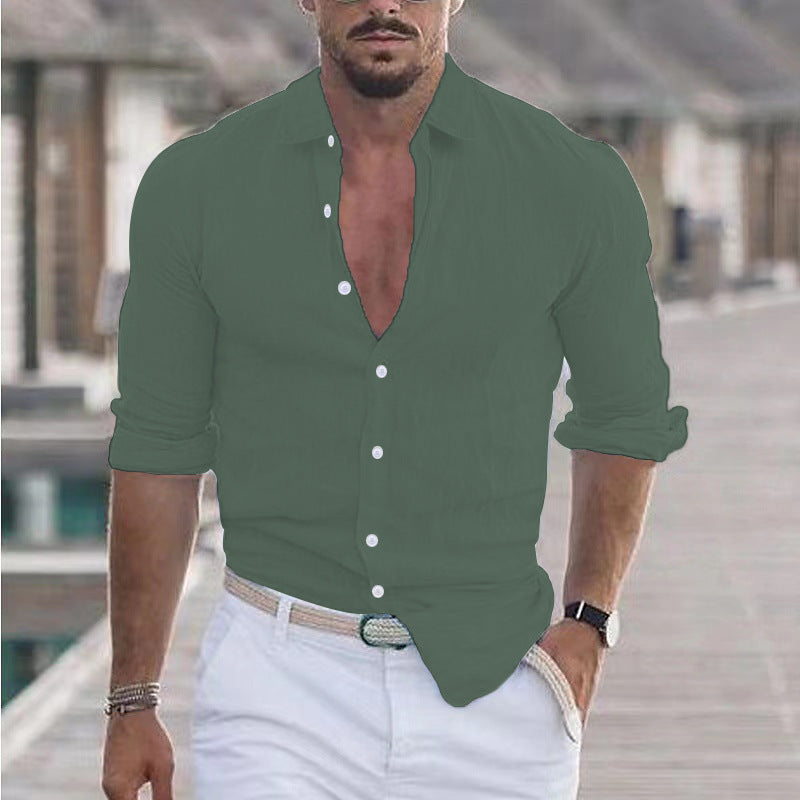 Men's Casual Shirt with Long Sleeves – Perfect for Summer and Vacation