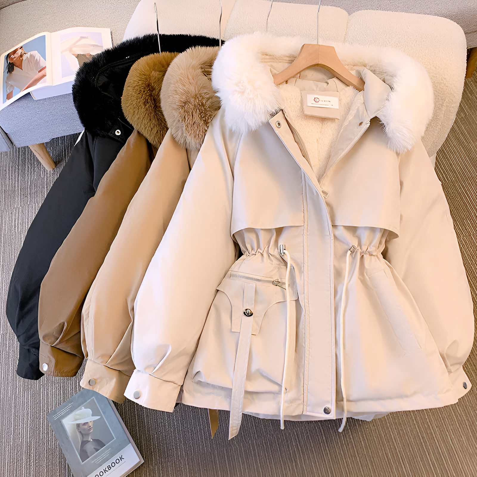 Women's Winter Coat with Hood and Fleece Lining – Stylish Warm Parka for Cold Days