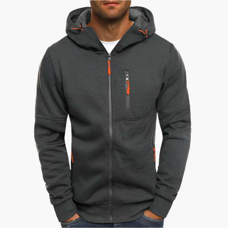 Men's Hoodie with Zipper and Sporty Look