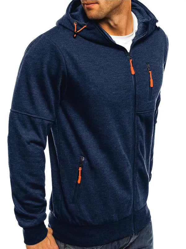 Men's Hoodie with Zipper and Sporty Look