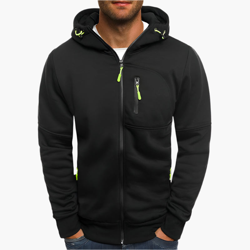 Men's Hoodie with Zipper and Sporty Look