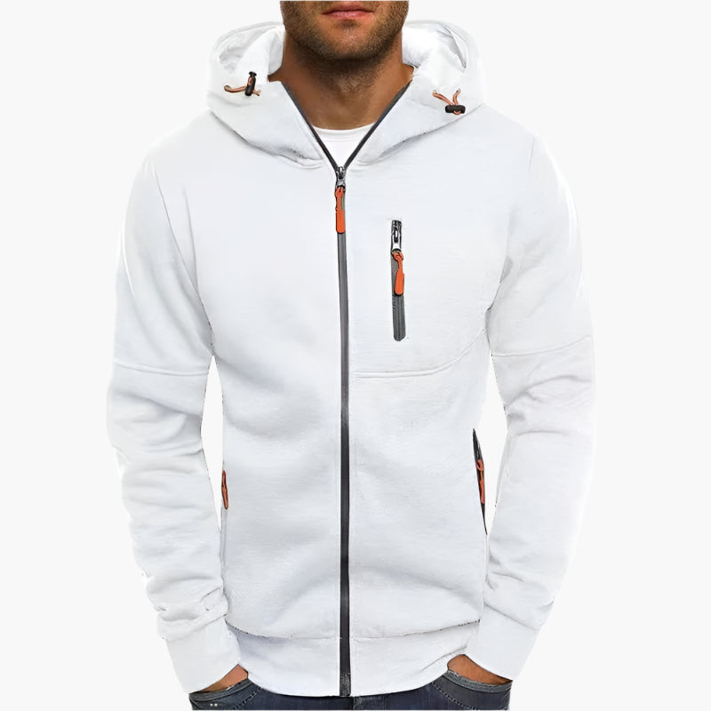 Men's Hoodie with Zipper and Sporty Look