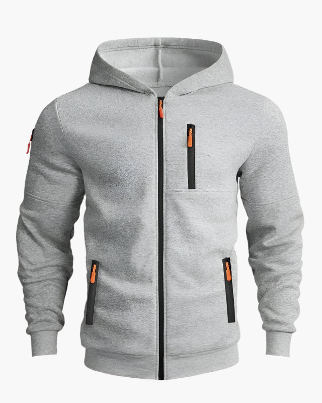 Men's Hoodie with Zipper and Sporty Look