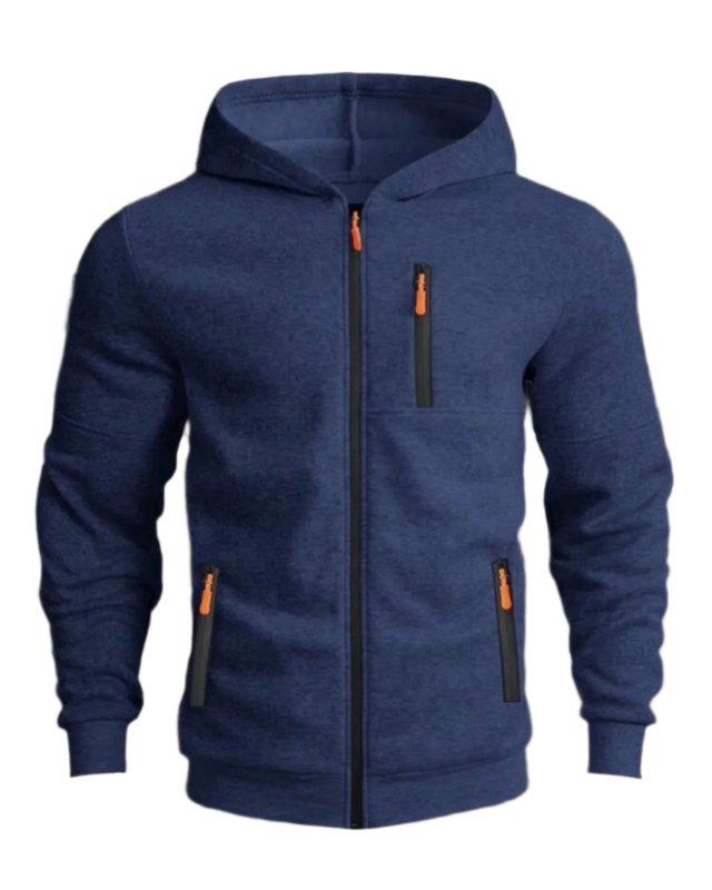 Men's Hoodie with Zipper and Sporty Look