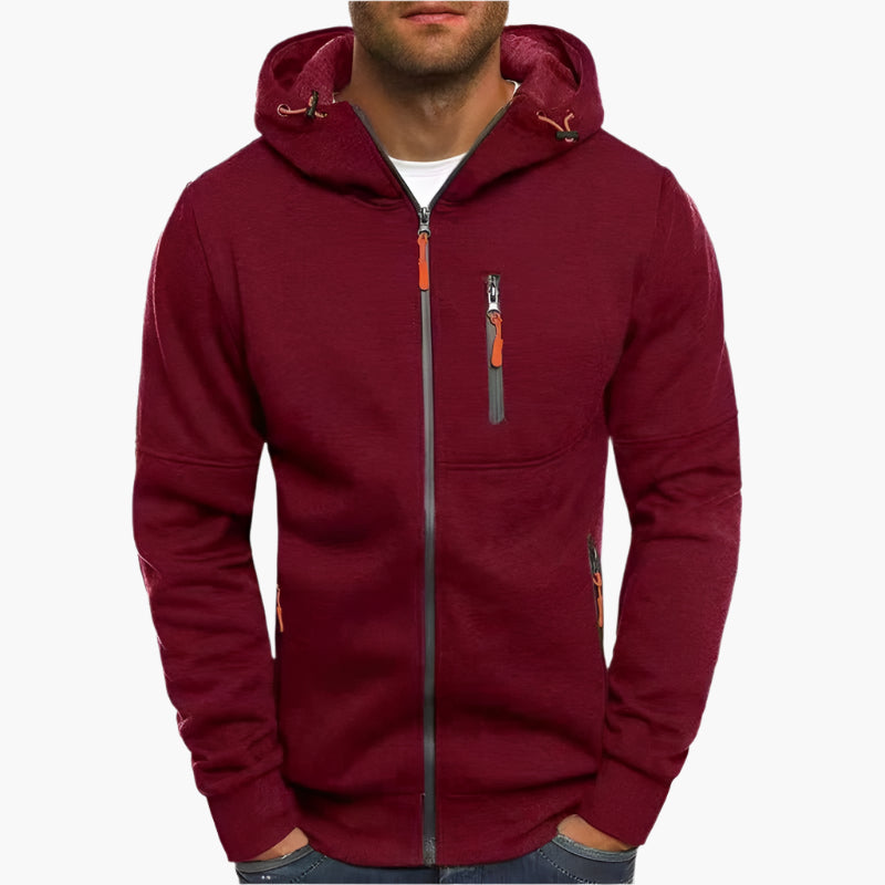 Men's Hoodie with Zipper and Sporty Look