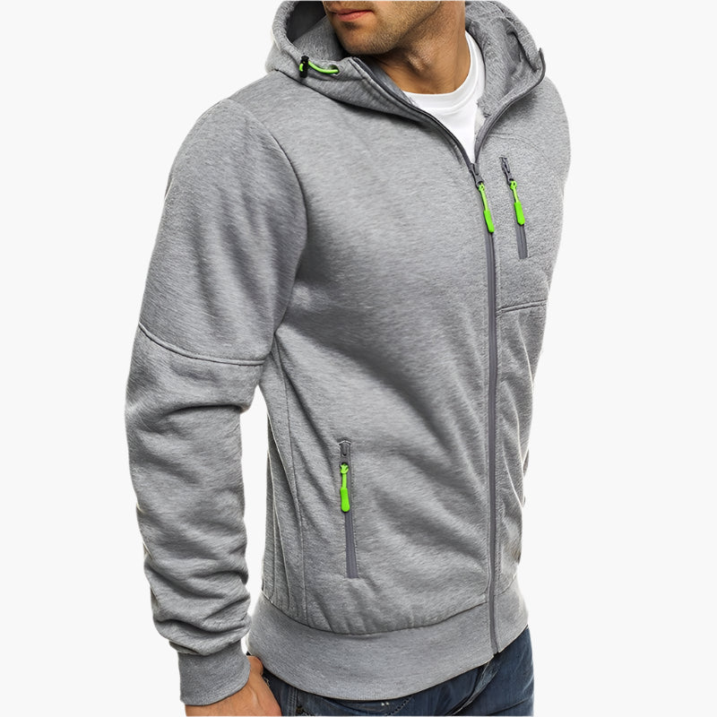 Men's Hoodie with Zipper and Sporty Look