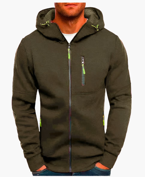 Men's Hoodie with Zipper and Sporty Look