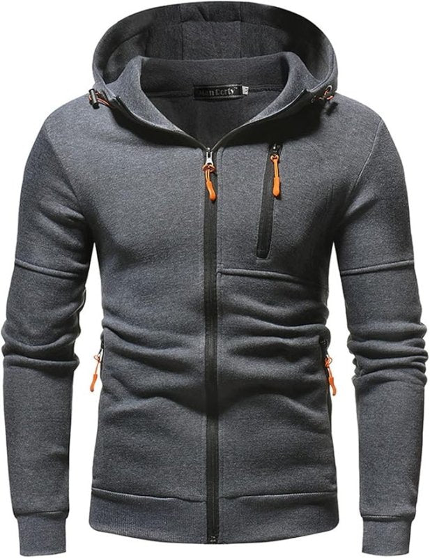 Men's Hoodie with Zipper and Sporty Look
