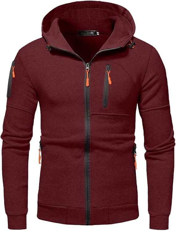 Men's Hoodie with Zipper and Sporty Look