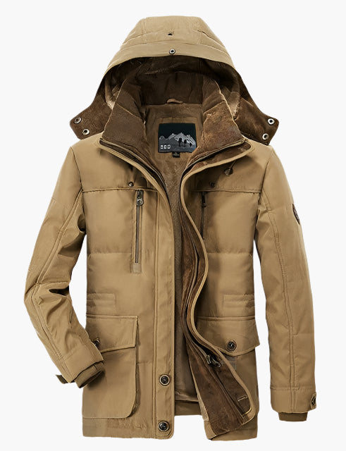 Men's Outdoor Winter Jacket with Detachable Hood and Fleece Lining - Fashion Parka for Cold Days