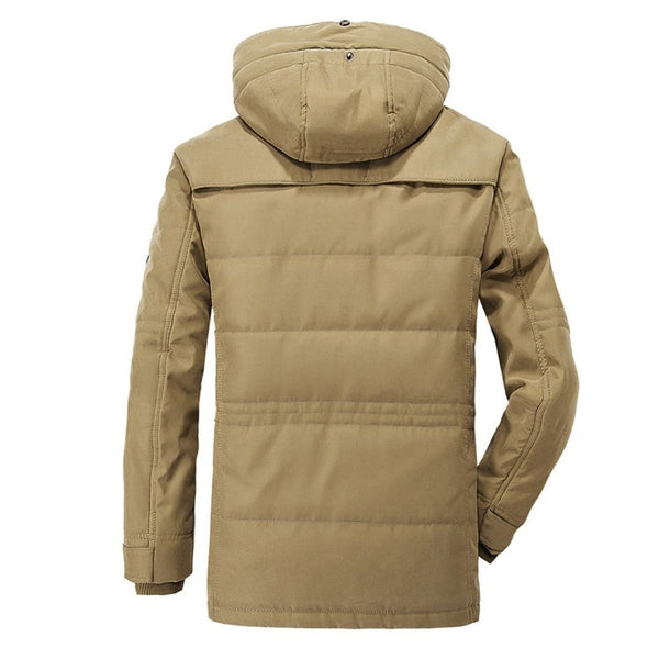 Men's Outdoor Winter Jacket with Detachable Hood and Fleece Lining - Fashion Parka for Cold Days