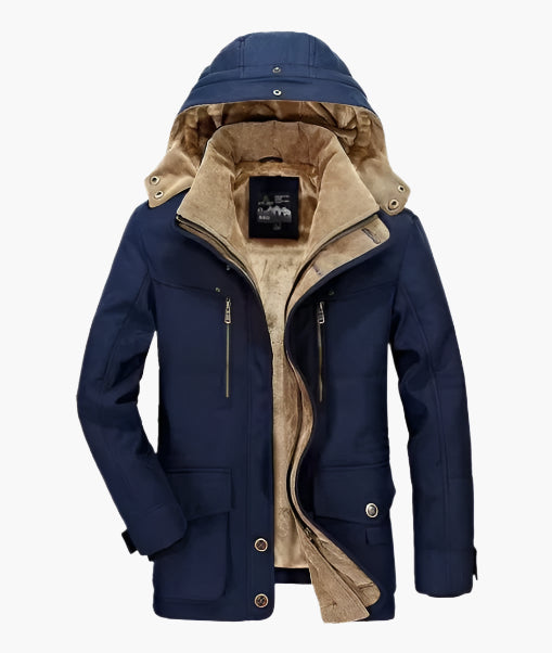 Men's Outdoor Winter Jacket with Detachable Hood and Fleece Lining - Fashion Parka for Cold Days