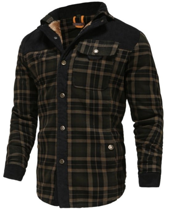 Men's Outdoor Flannel Shirt Jacket – Casual Checked Fleece Jacket for Adventure and Leisure