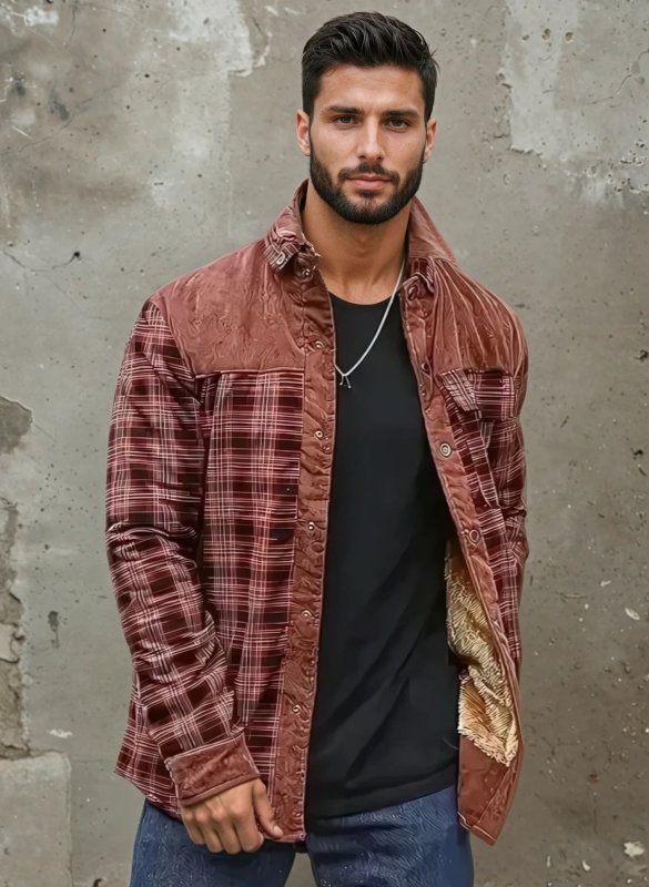 Men's Outdoor Flannel Shirt Jacket – Casual Checked Fleece Jacket for Adventure and Leisure