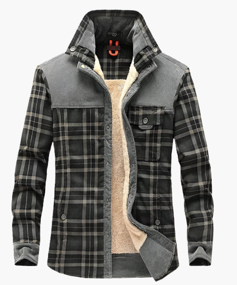 Men's Outdoor Flannel Shirt Jacket – Casual Checked Fleece Jacket for Adventure and Leisure