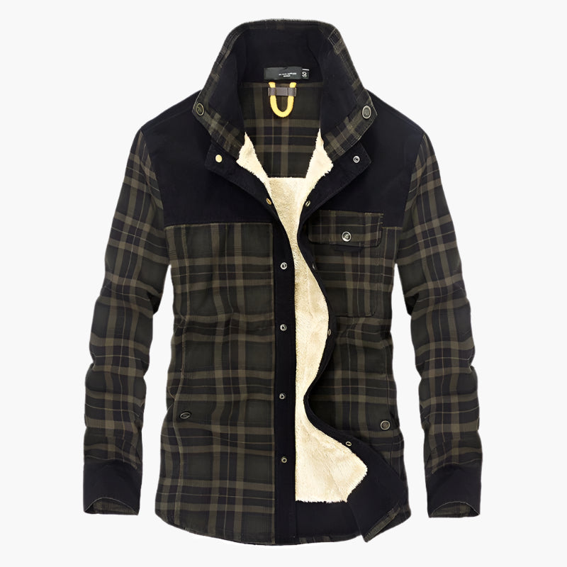 Men's Outdoor Flannel Shirt Jacket – Casual Checked Fleece Jacket for Adventure and Leisure