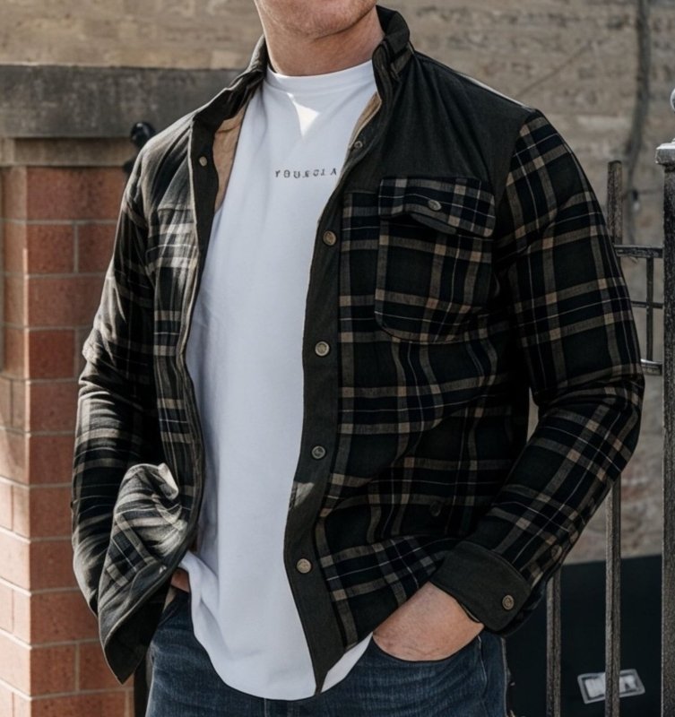 Men's Outdoor Flannel Shirt Jacket – Casual Checked Fleece Jacket for Adventure and Leisure
