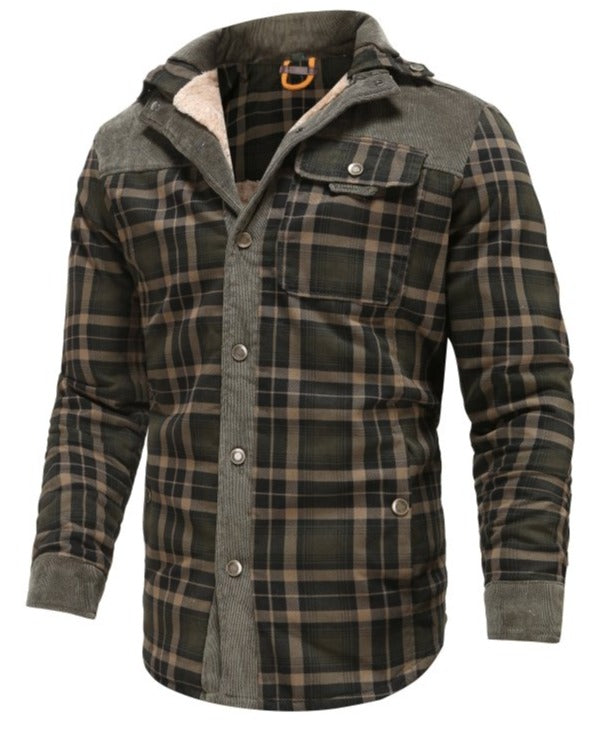 Men's Outdoor Flannel Shirt Jacket – Casual Checked Fleece Jacket for Adventure and Leisure