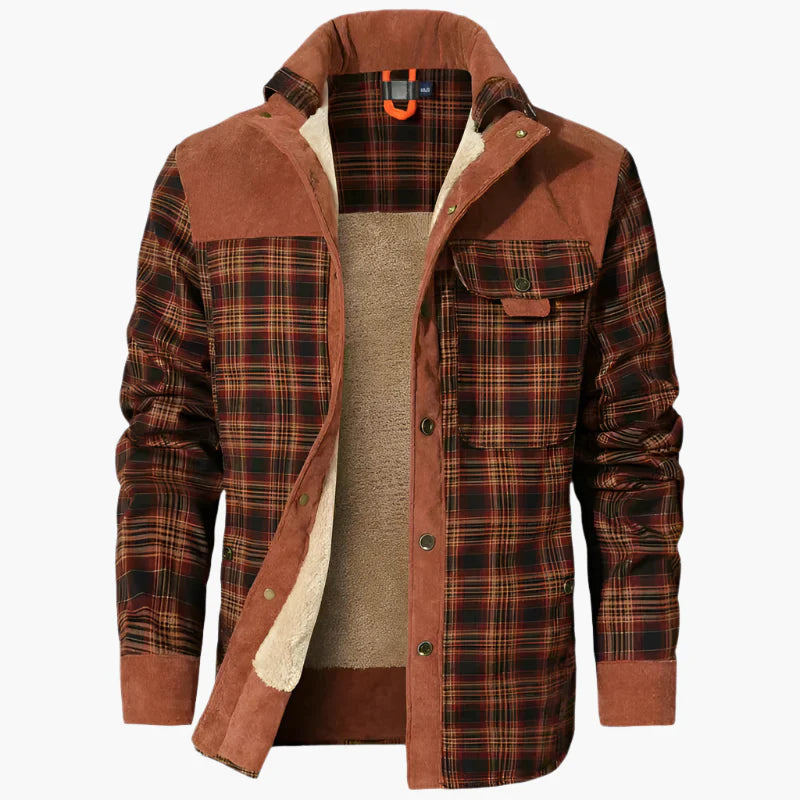 Men's Outdoor Flannel Shirt Jacket – Casual Checked Fleece Jacket for Adventure and Leisure