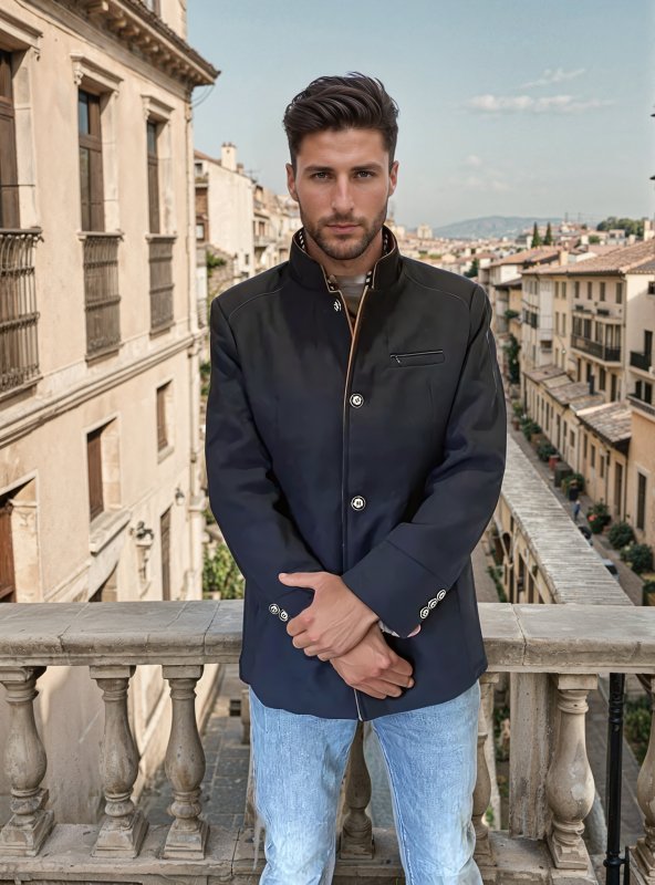Men's Classic Slimfit Jacket – Stylish Evening Jacket with Detachable Collar and Luxury Wool Blend