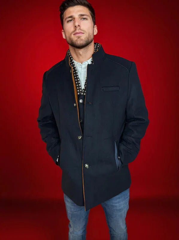 Men's Classic Slimfit Jacket – Stylish Evening Jacket with Detachable Collar and Luxury Wool Blend