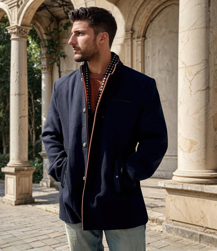 Men's Classic Slimfit Jacket – Stylish Evening Jacket with Detachable Collar and Luxury Wool Blend