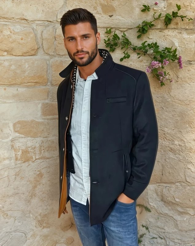 Men's Classic Slimfit Jacket – Stylish Evening Jacket with Detachable Collar and Luxury Wool Blend