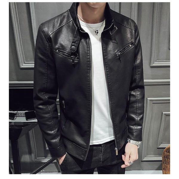 Men's Biker Jacket PU Leather Stylish and Casual Motorcycle Jacket