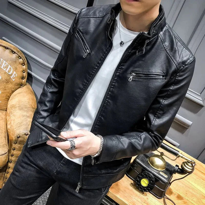 Men's Biker Jacket PU Leather Stylish and Casual Motorcycle Jacket