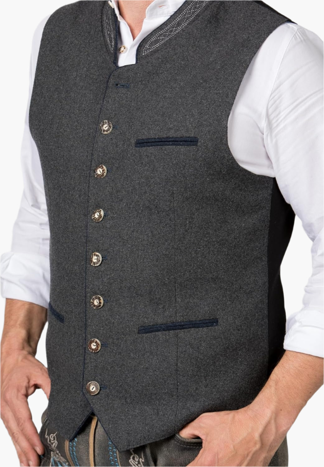Men's traditional jacket with stand-up collar – classic vest for Oktoberfest & folk festivals