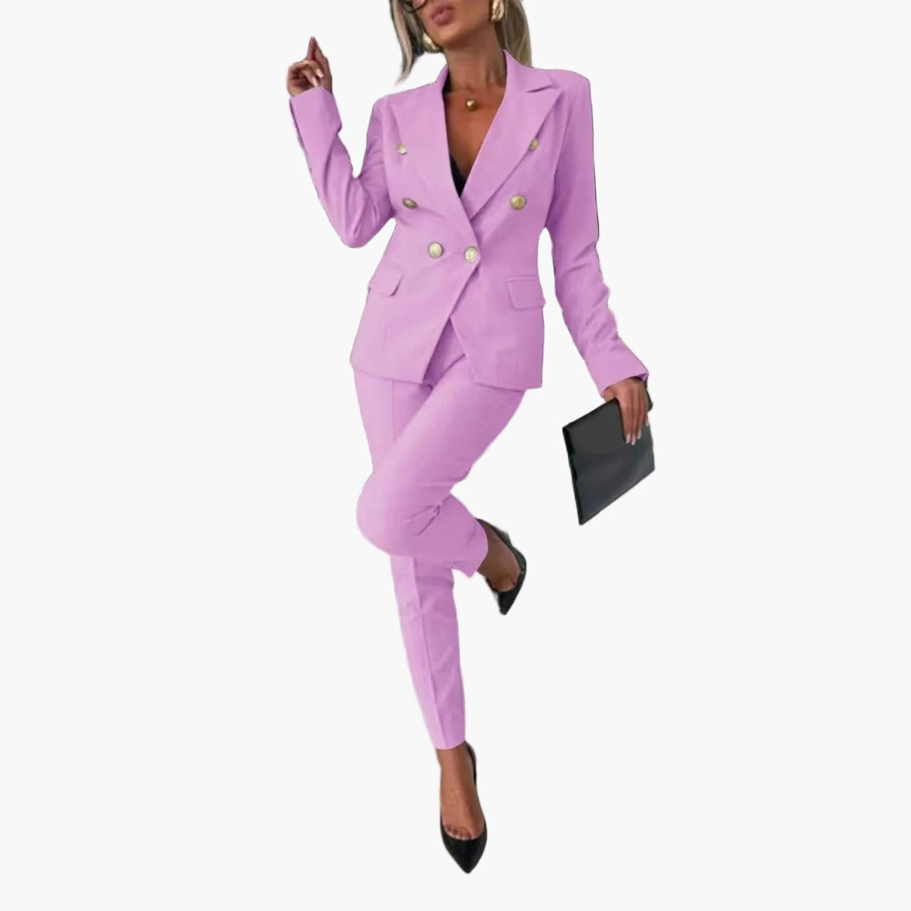 Women's Double-Breasted Blazer Suit with Tailored Fit – Business & Elegant