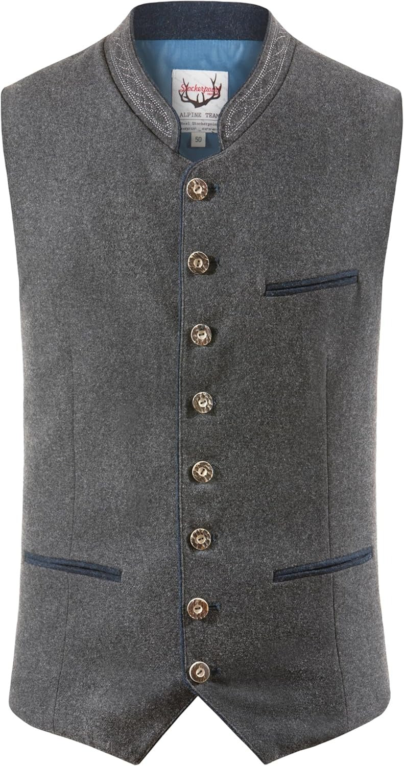 Men's traditional jacket with stand-up collar – classic vest for Oktoberfest & folk festivals