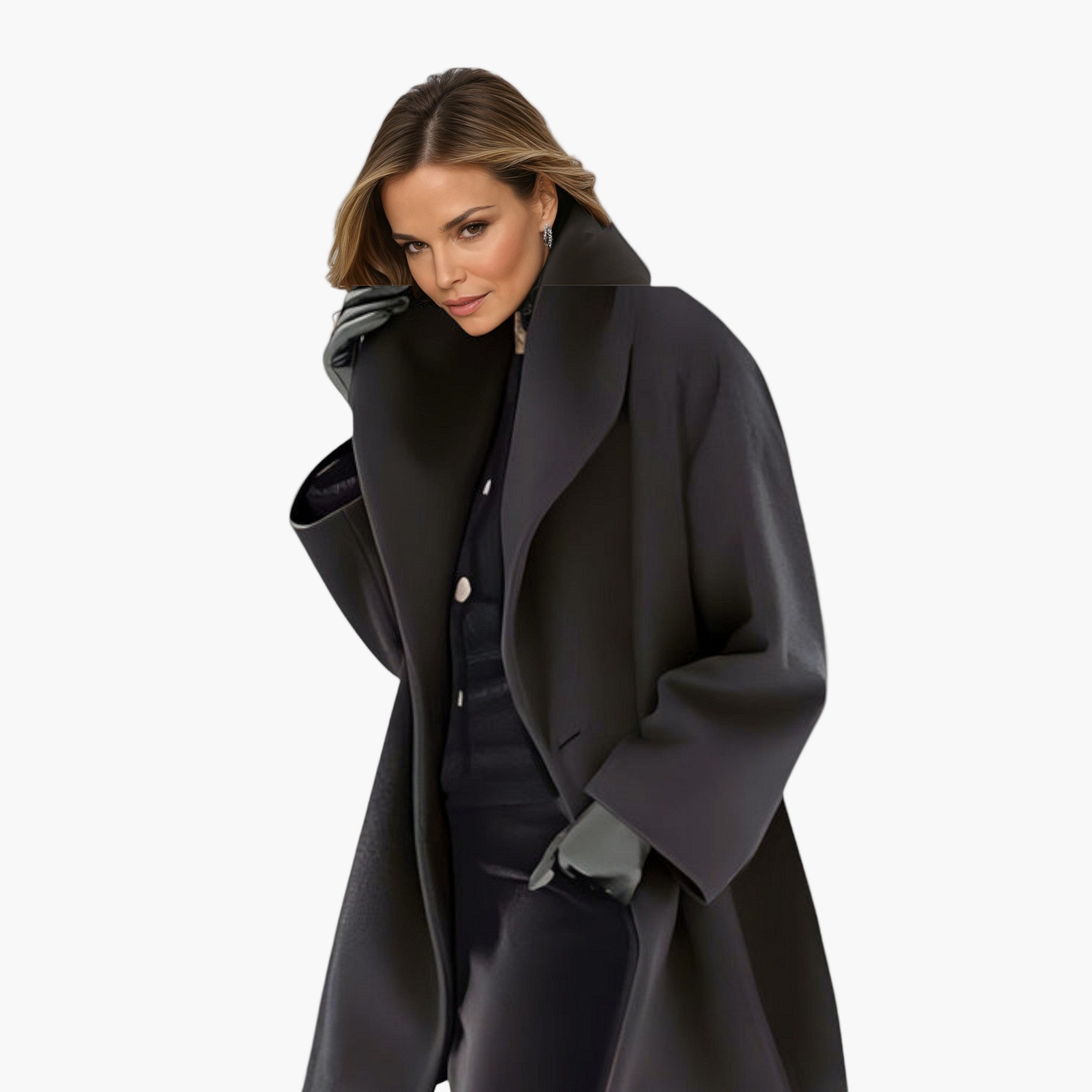 Women's Oversized Coat with Large Lapels – Elegant and Modern Jacket for Office and Daily Use