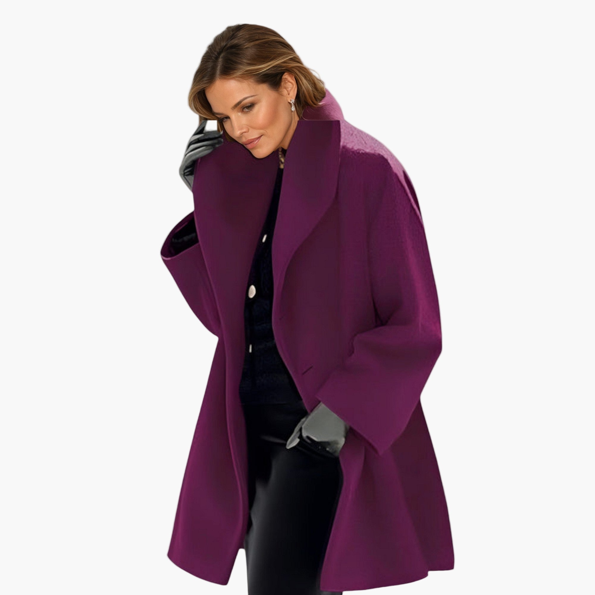 Women's Oversized Coat with Large Lapels – Elegant and Modern Jacket for Office and Daily Use