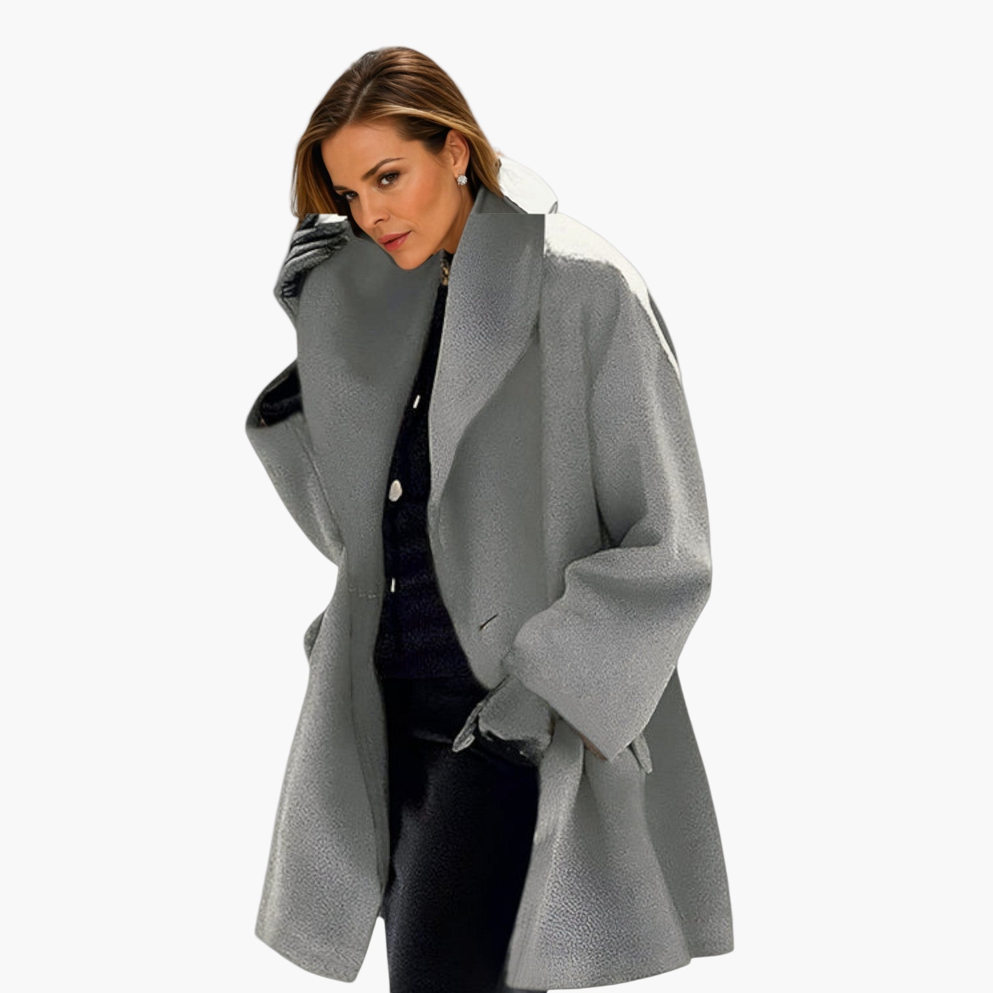 Women's Oversized Coat with Large Lapels – Elegant and Modern Jacket for Office and Daily Use