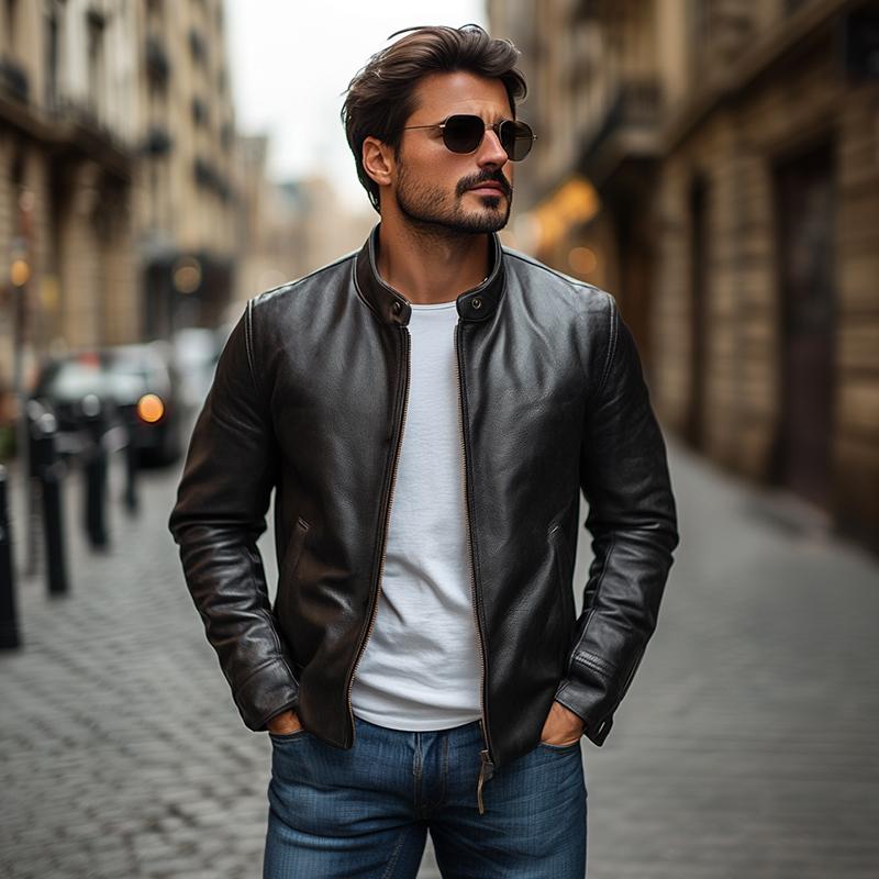 Men's Moto Style Jacket – Slim Fit and Timeless Look for Casual and Semi-Formal Occasions