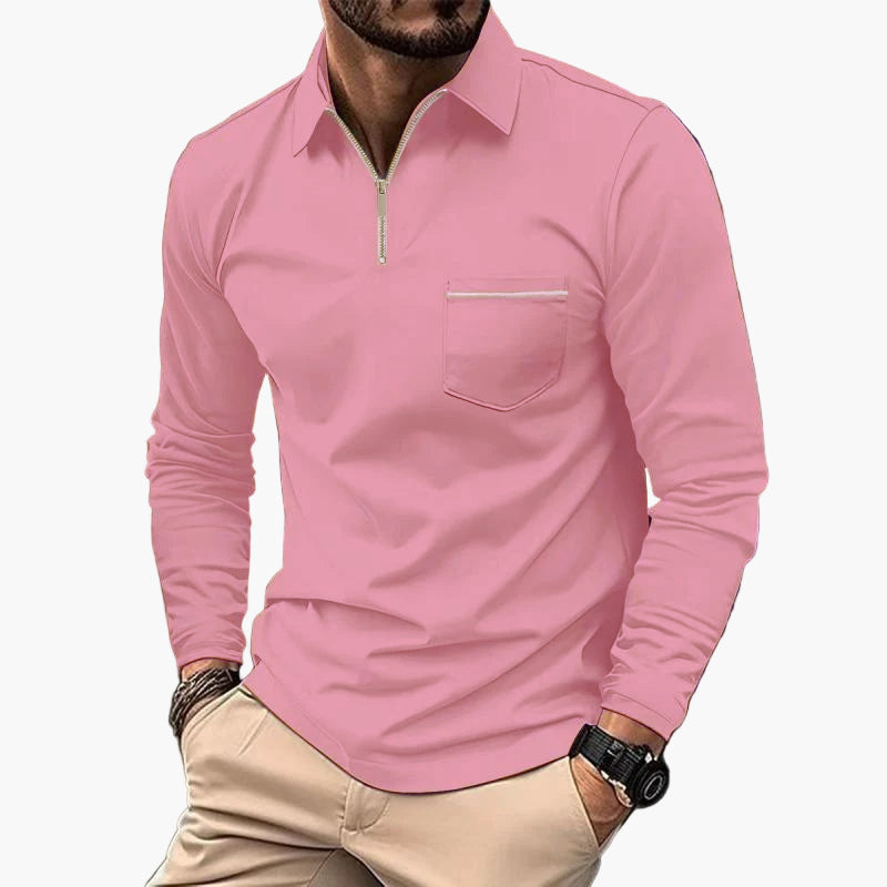 Men's Polo with Long Sleeves and Chest Pocket – Stylish and Comfortable for Work and Leisure
