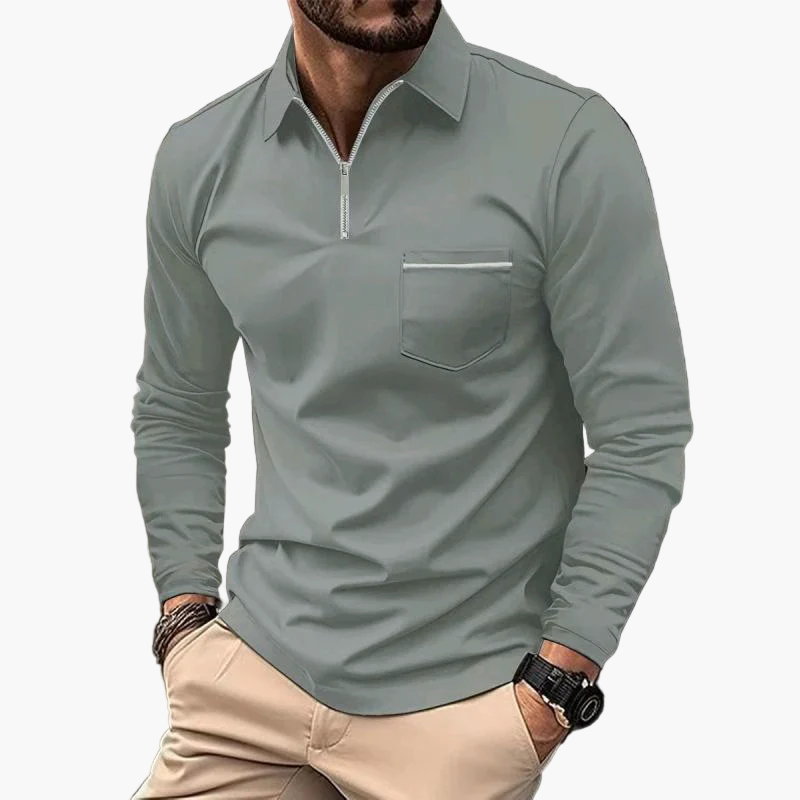 Men's Polo with Long Sleeves and Chest Pocket – Stylish and Comfortable for Work and Leisure