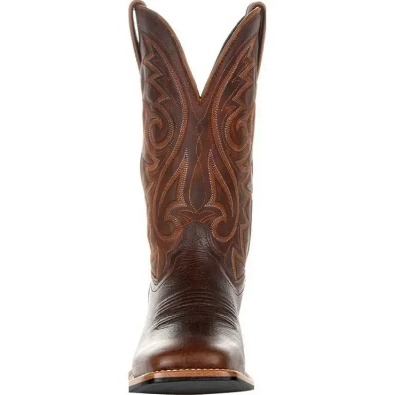 Men's cowboy boot – classic western boot with decorative stitching and block heel