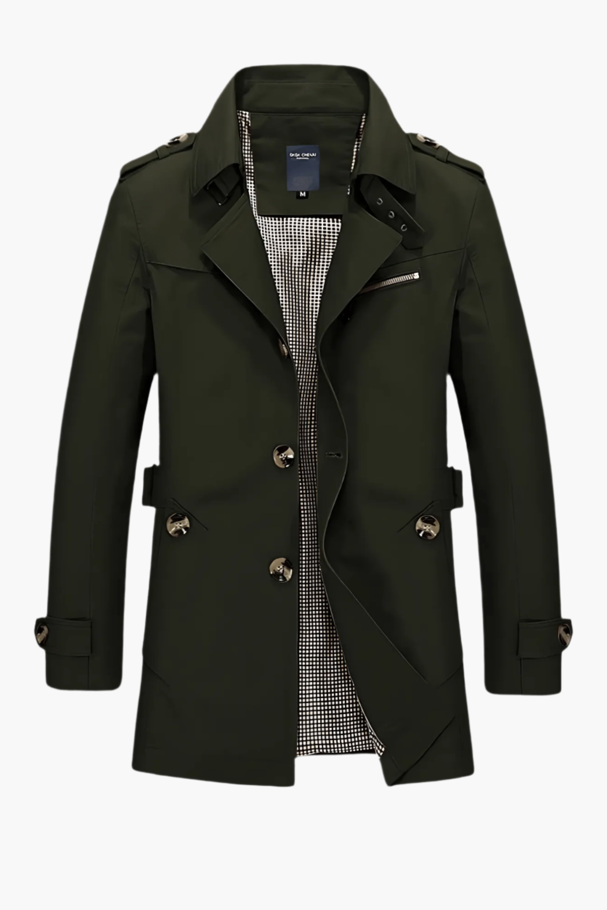 Men's Trench Coat with Notched Collar – Stylish Spring and Autumn Jacket for Business and Casual Outfits