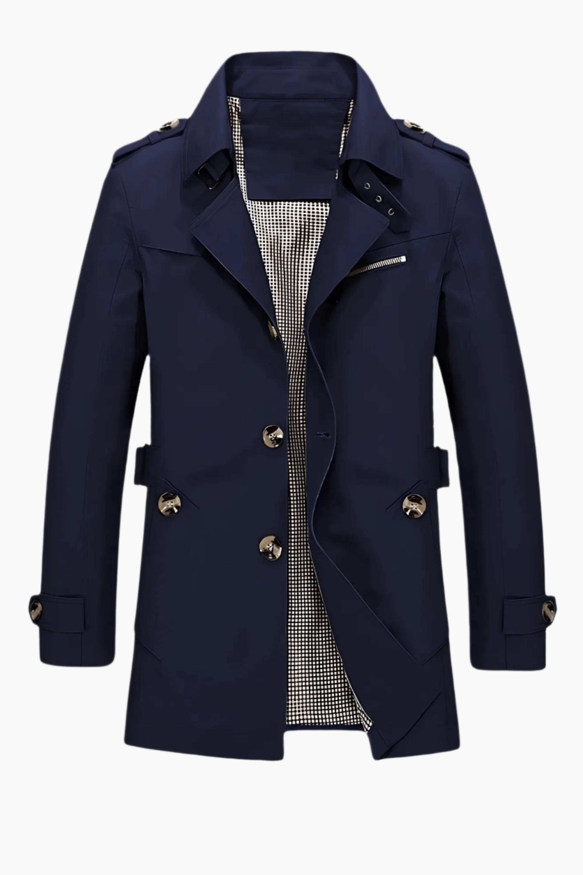 Men's Trench Coat with Notched Collar – Stylish Spring and Autumn Jacket for Business and Casual Outfits